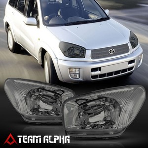 Fits 2001-2003 Toyota Rav4 [Chrome/Smoke] Crystal Corner Headlight Headlamp Lamp