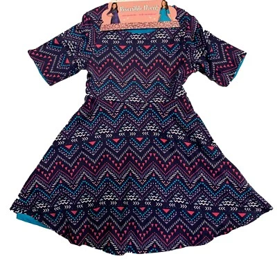 Sweet Heart Rose Girl's Reversible Dress Purple/Teal - Image 1 of 3