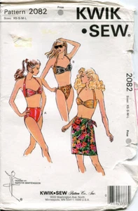 Vintage Kwik Sew Pattern 2082 Misses' Bikini Swimsuits & Sarong Skirt, Uncut - Picture 1 of 1