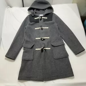 JW Anderson Uniqlo Men's XS Gray Wool Blend Duffle Coat Hood Faux Leather Patch - Picture 1 of 16