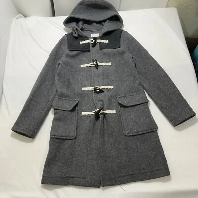 JW Anderson Uniqlo Men's XS Gray Wool Blend Duffle Coat Hood Faux Leather Patch - Image 1 of 4
