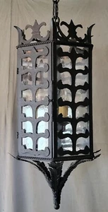 Linterna colgante de hierro y vidrio negra hexagonal personalizada de colección - Imagen 1 de 10