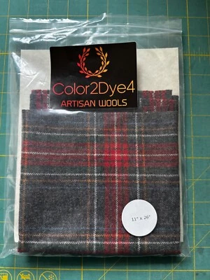 Hand Dyed Wool; Applique/Hooking/Craft; 11"x 26"; Red/Grey/White/Gold - Image 1 of 3