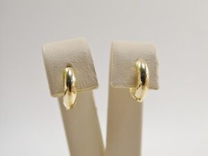 REAL 10K SOLID YELLOW GOLD 10.5MM SMALL PLAIN HIGH POLISH  HUGGIE HOOP EARRING