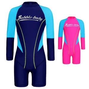 Kids Girls Boys Beachwear Long Sleeve Swimwear Sports Wetsuit Sunwear Jumpsuit - Picture 1 of 34