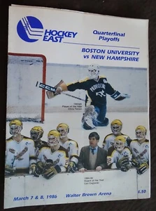 1986 Hockey East Quarterfinal Playoff Program BOSTON UNIVERSITY vs NEW HAMPSHIRE - Picture 1 of 4