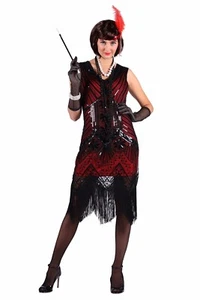 Black / Red 20’s Peaky Blinders Sequinned Dress - Size 14 - Picture 1 of 2