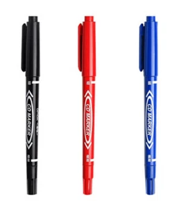 3 x Geocaching Permanent Marker blau rot schwarz Folienstift Wasserfest 2in1 0,5 - Bild 1 von 3