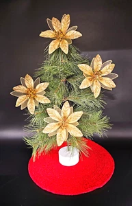NUEVO Oro POINSETTIA Árbol de Navidad Clip En Adornos DECORACIONES Exhibiciones 1537 - Imagen 1 de 8