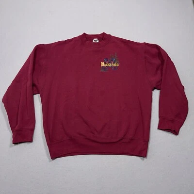 Sudadera de Colección Minnesota Cuello Redondo Pullover Rojo Bordado Estado Años 80 Hecha en EE. UU. Foto 1 de 4