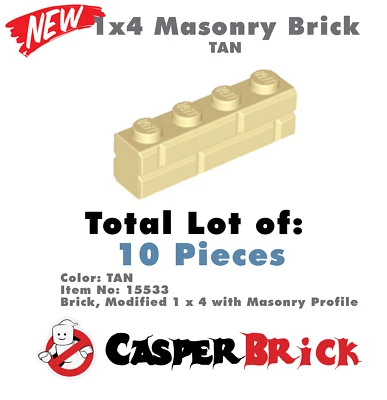 *NEW 10x Genuine LEGO 1x4 Masonry Bricks TAN - Part 15533 **US Seller fast ship - Image 1 of 3