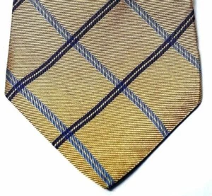 TOMMY HILFIGER Gold Blue 100% Silk Mens Classic Tie Necktie 58 x 3.5 - Picture 1 of 5
