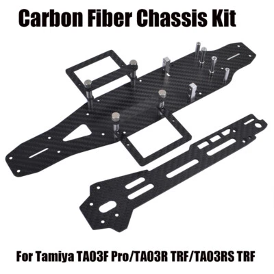 Carbon Chassis Frame Kit for Tamiya TA03F PRO/TA03R TRF/TA03RS TRF Lower Deck - Image 1 of 4