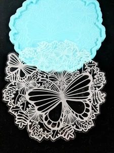 Molde de silicona grabado en jardín con flores de mariposa grande de 6" - bandeja de montaña rusa colgante de pared - Imagen 1 de 2