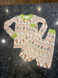 Hanna Anderson Organic Cotton Christmas Grinch Pajamas Unisex Youth US 8 130 cm - Picture 1 of 15