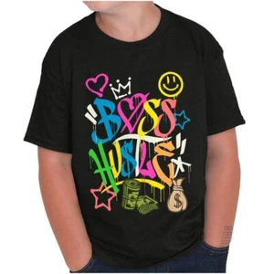 Urban Streetwear Graffiti Boss Hustle Money Youth Crewneck T Shirts Boy or Girl - Picture 1 of 7