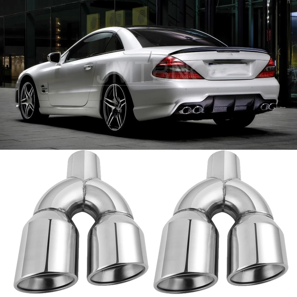 Tubo de escape 2 piezas 2,5" entrada 3,5" doble salida cuádruple para Mercedes Benz Clase S SL Foto 1 de 4