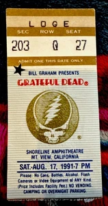 GRATEFUL DEAD - JERRY GARCIA - 17. AUGUST. 1991 - SHORELINE AMPHITHEATRE - TICKET - Bild 1 von 2