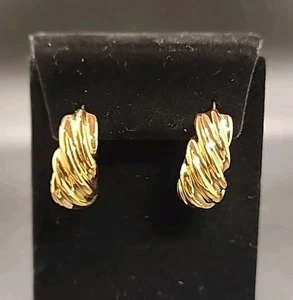 18K Yellow Gold Plated Bronze Hoop Earrings Modal Al Massimo NWT JTV BEC734 - Bild 1 von 12