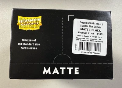 Dragon Shield Matte Black 10 PACK DISPLAY BOX Standard Size Sleeves 100ct - Image 1 of 3