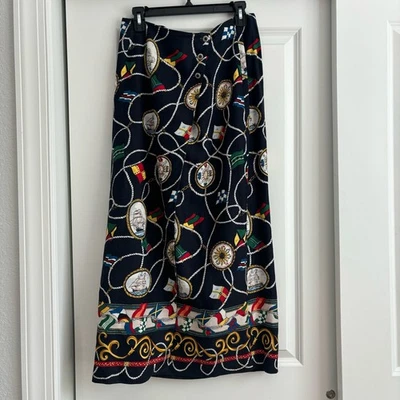 Cambridge Dry Goods Skirt Nautical Chain Print Midi Skirt Sz 12 - Image 1 of 4
