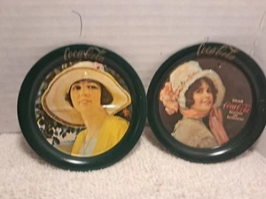 VTG 1983 Set Of 2 Coca-Cola Metal Tin Coasters - Picture 1 of 1