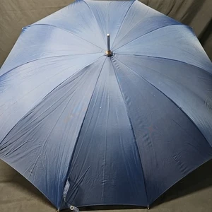 Vintage Blue Umbrella Flat Crook Handle - Picture 1 of 9