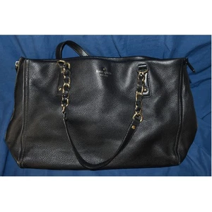 Kate Spade Cobble Hill Black Satchel Shoulder Bag Purse Chain Accent Handle Tote - Picture 1 of 9