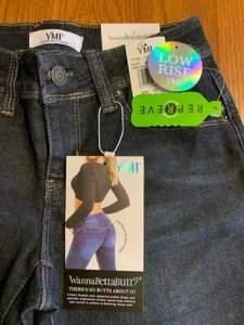 YMI Juniors WannaBettaButt? Low Rise Flare Leg Dark Blue JEANS Size 11 NWT - Picture 1 of 5