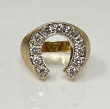 2Ct Round Cut Lab-Created Diamond Men's Horseshoe Ring 14K Yellow Gold Plated