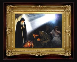 Print on Canvas of Oil Painting Arseni ~ Repentance 10,8" X 8" NO FRAME Art USA - Picture 1 of 11