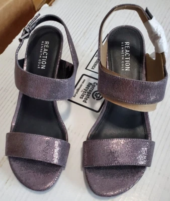 Sandalia de Vestido Kenneth Cole Reaction Dee Dos Bandas Talla 8 MED Peltre 1D Foto 1 de 4