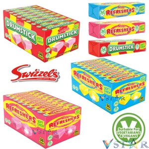 SWIZZELS REFRESHERS CHEWS STICKS LEMON-STRAWBERRY-DRUMSTICK SWEETS 43g - Picture 1 of 8