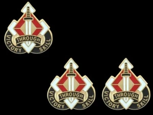 US ARMY CREST MANEUVER SUPPORT COMMAND VICTORY THROUGH SKILL PINS - Picture 1 of 5
