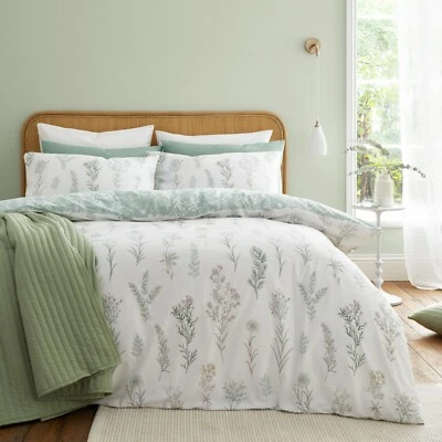 Bianca Wild Flowers 100% Cotton 200TC Reversible Duvet Cover Bedding Set Green