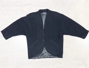 Max Mara Jacket Womens 6 Black Wool One Button Batwing Sleeve Soft Rare Vintage - Picture 1 of 14