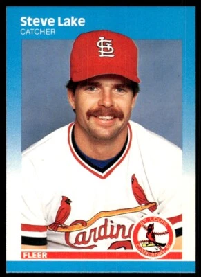 1987 Fleer Baseball Card Steve Lake St. Louis Cardinals #300 - Image 1 of 2