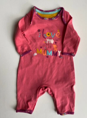Mothercare baby girl size newborn pink one-piece Love Mummy, VGUC - image 1 of 2