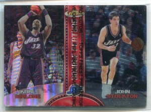 1999-00 Finest Double Feature John Stockton Karl Malone REFRACTOR (edge wear) - Imagen 1 de 1