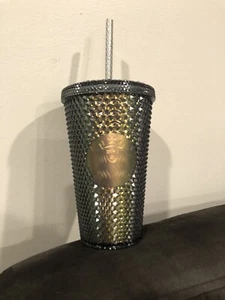 Starbucks Fall 2020 Grande Black Iridescent Studded Cold Cup 16oz Tumbler New - Picture 1 of 2