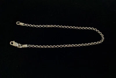 925 Silver Rolo Chain Style Bracelet Used Sterling Silver  Free Velvet  Pouch  - Image 1 of 4