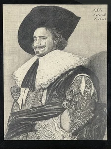 THE LAUGHING CAVALIER by FRANS HALS 1624 PENCIL COPY BY E.C. OSTERBER 1991 - Picture 1 of 11