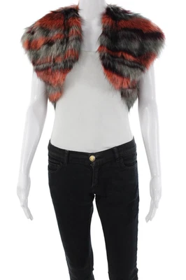 Chaqueta corta Ramy Brook para mujer manga corta abierta de piel sintética gris naranja pequeña Foto 1 de 4