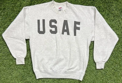 Sudadera De Colección Años 90 Fuerza Aérea USAF Cuello Redondo Para Hombre L EE. UU. Doble Cara Gris Foto 1 de 4