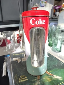 Coca-Cola Coke Retro Metall Strohhalm Halter 8,5 Zoll hoch 3,5 Zoll Durchmesser - Bild 1 von 4
