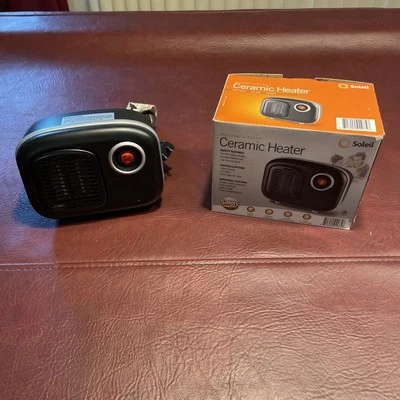 Calentador de escritorio eléctrico personal de cerámica para espacios, Soleil MH-08B 250 vatios, negro Foto 1 de 4
