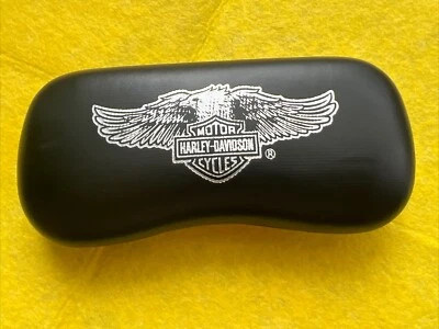 Harley Davidson Glasses/Sunglasses Protective Hard Case Black/Silver Metal VTG  - Image 1 of 4