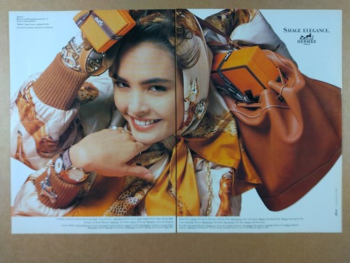 HERMÈS Hermes Giacca Sciarpa Mercato 1988 Stampa Vintage Pubblicità