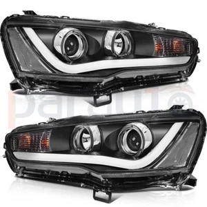 Fits 2008-2017 Mitsubishi Lancer EVO Black Housing Headlights Assembly - Bild 1 von 7