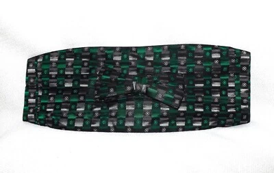 NEW Green & Black Checkered Starburst Cummerbund & Bow Tie Set - Image 1 of 4